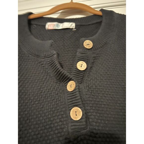 FP Beach Free People Beach Sz L Hailee Waffle Knit Oversized Sweater Button - Picture 5 of 12